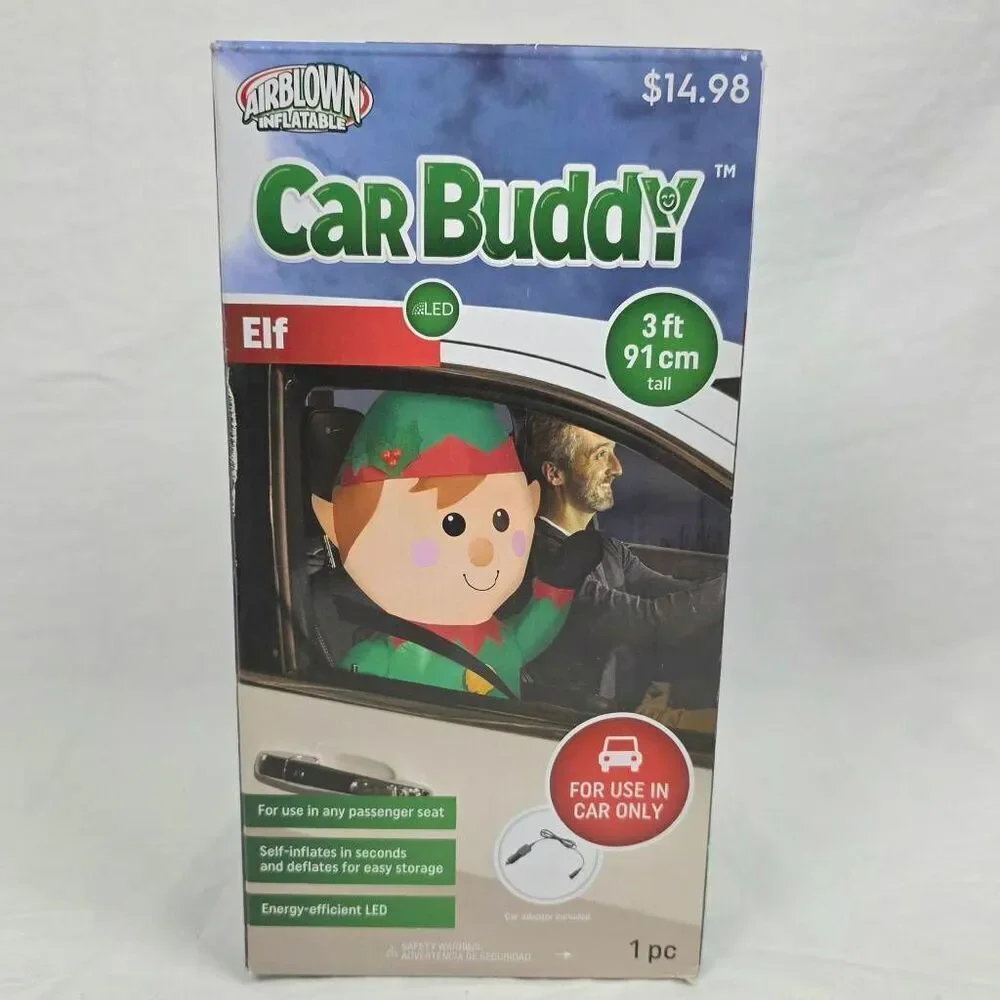 Gemmy CarBuddy Elf 3 Ft Airblown Inflatable LED NIB